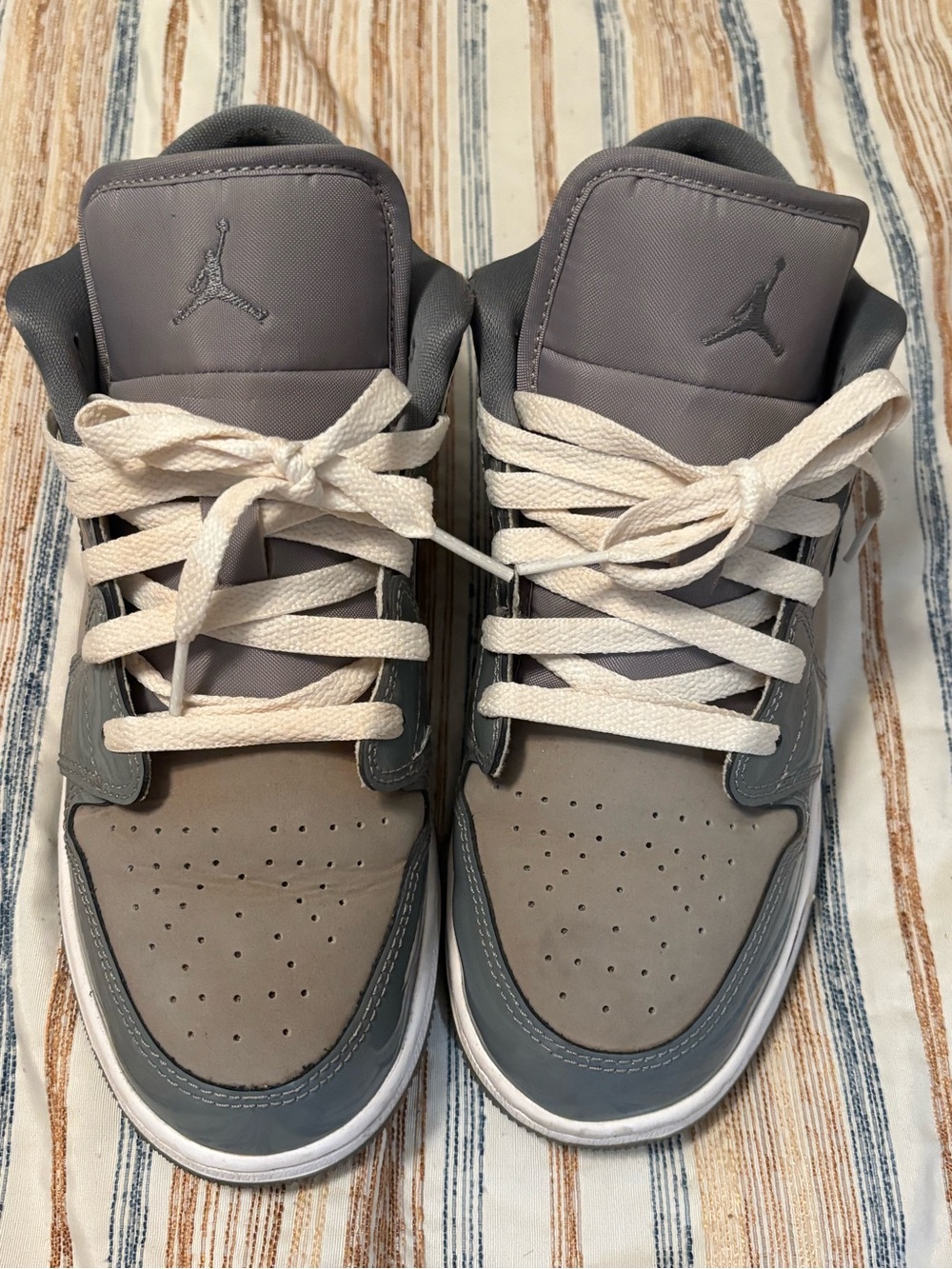 Jordan Men's Low-Top Sneakers in Gray and White